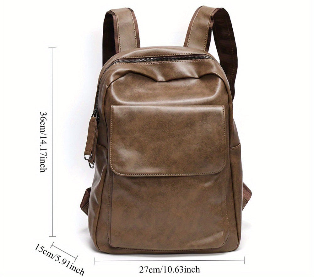 Heren Leren Rugzak - Waterdichte Laptop Rugzak voor School en Reis 6